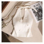 Pearly Tie- Up Halter Neck Top - Image 3