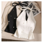 Pearly Tie- Up Halter Neck Top - Image 2