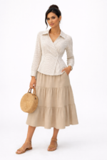 Stripped Asymmetrical Wrap Shirt - Image 7