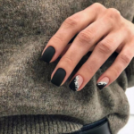 Matte Black Silver Accent Press-On Nails