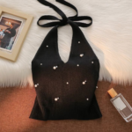 Pearly Tie- Up Halter Neck Top - Image 6