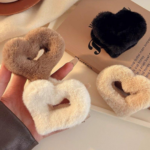Furry Heart Shape Hair Claw Clip - Set of 4
