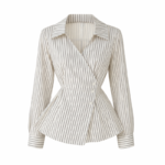 Stripped Asymmetrical Wrap Shirt