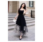 Black Floral Layered Maxi Dress