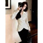 Ivory Stripped Wrap Shirt - Image 3