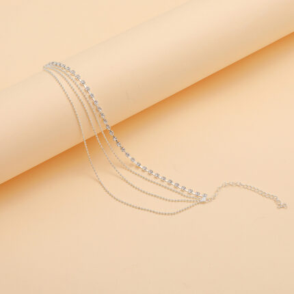 Silver Multi-Layer Diamond Anklet