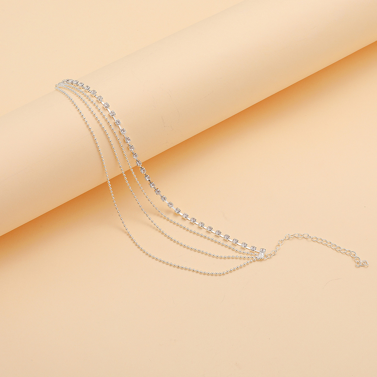 IMG_3671 Silver Multi-Layer Diamond Anklet - Image 1