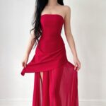 Strapless High Slit Dress - Image 8
