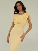 Draped Cape Maxi Dress