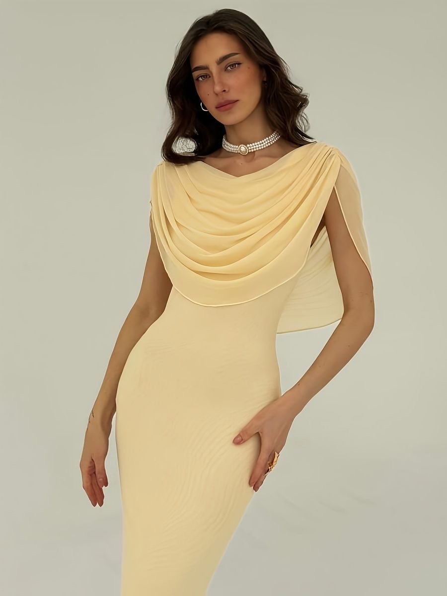 IMG_6741 Draped Cape Maxi Dress - Image 1