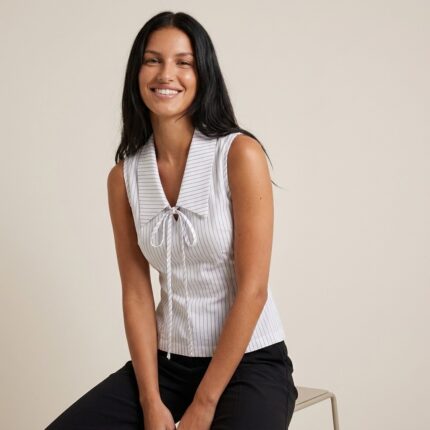 Timeless Stripped Collar Top